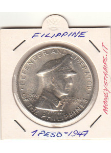FILIPPINE Peso 1947 Argento KM# 185 Douglas Arthur Circolata